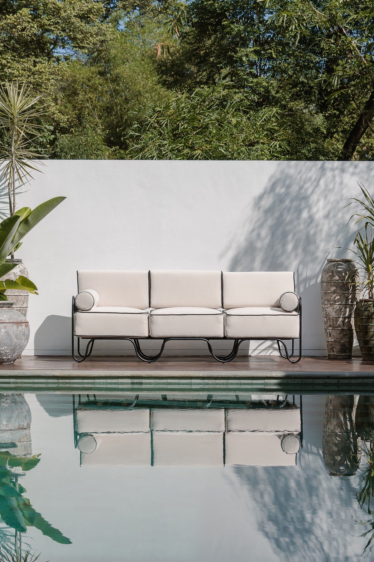3 seater outdoor sofa, furniture for patio and pool area