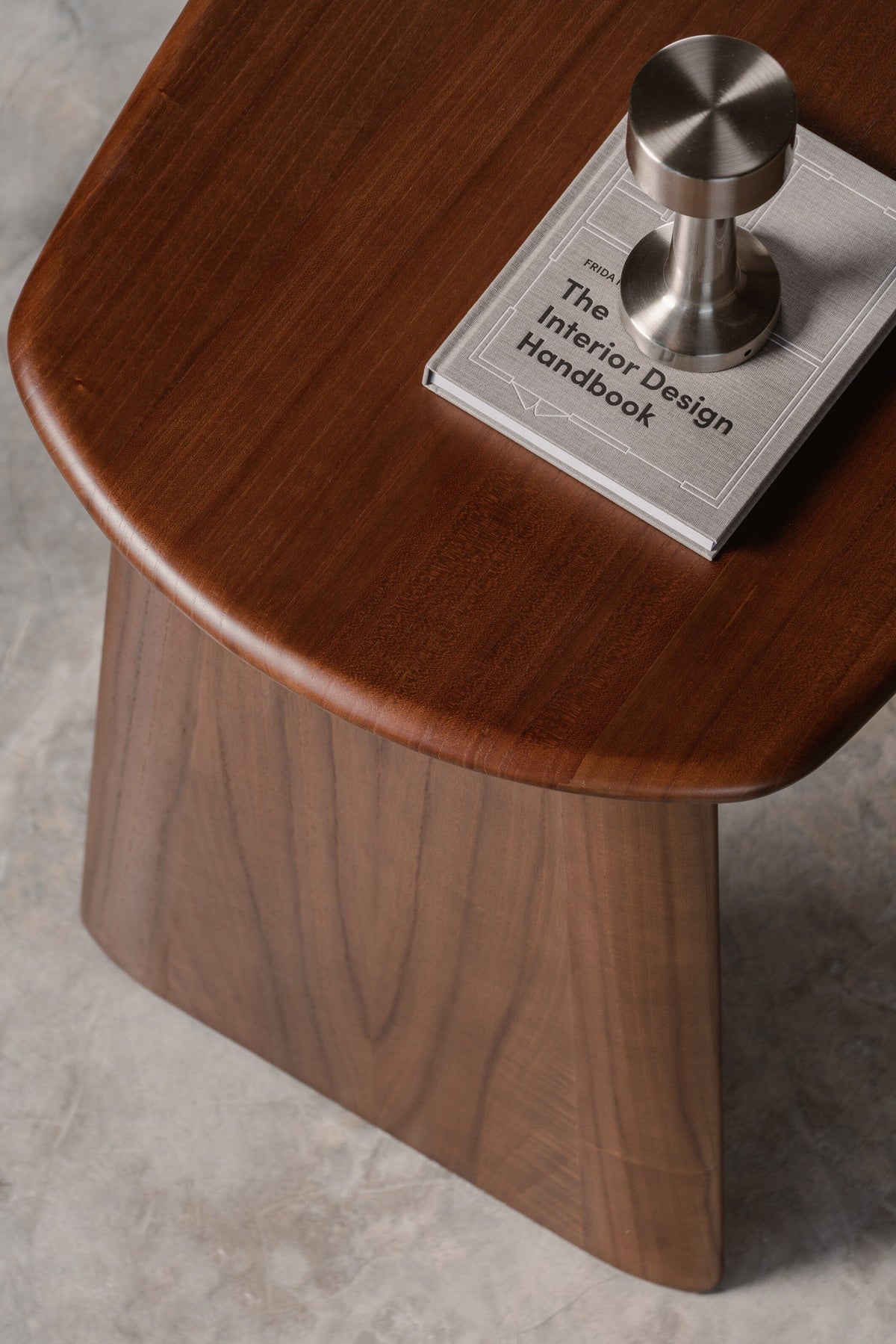 wooden leg and top desk, dark wood colour