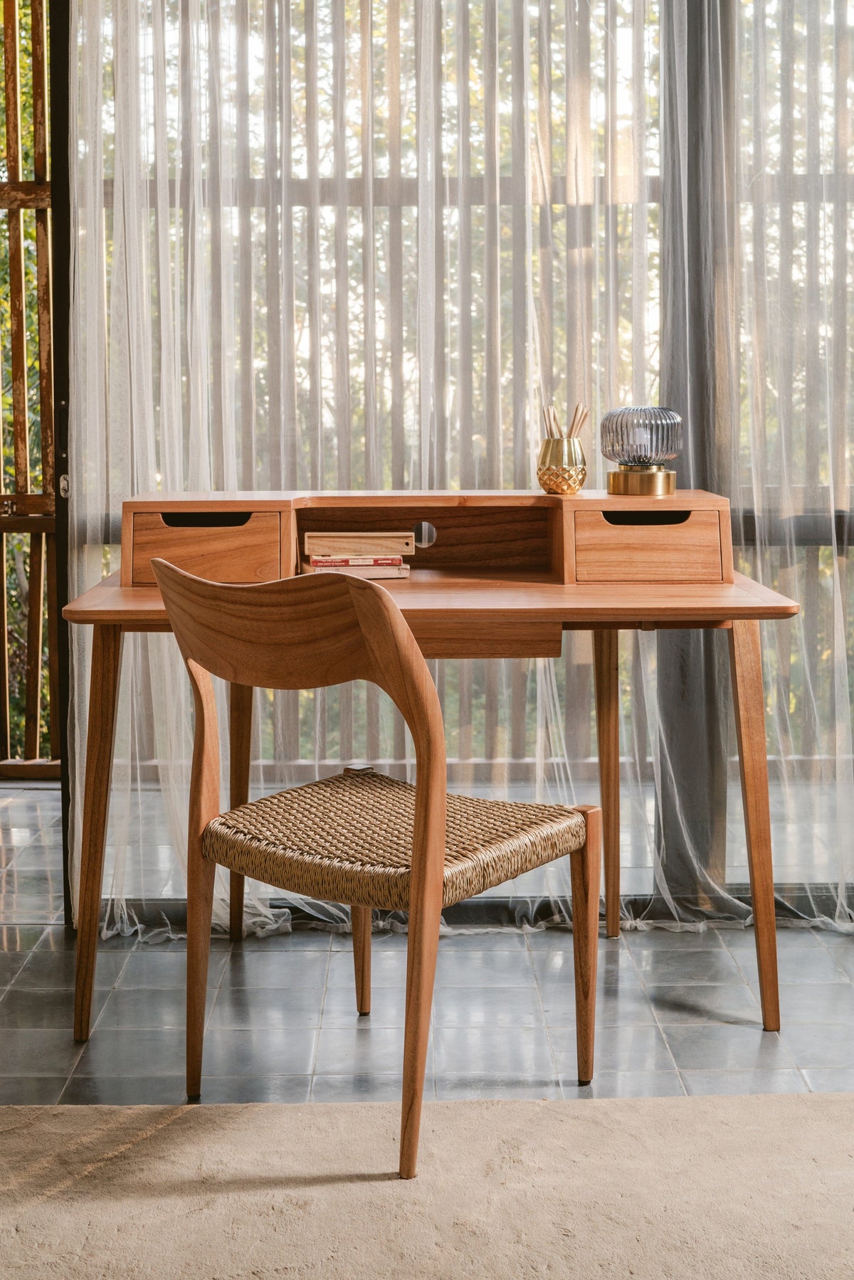 Royce Wooden Desk - solid wood desk with drawers - Larkwood Furniture