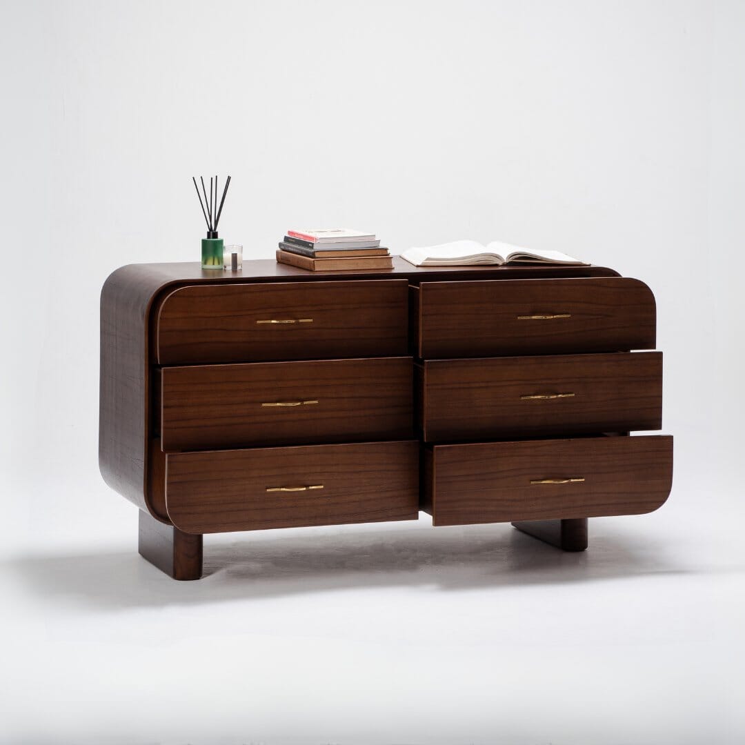 Chest of 6 Drawers Walnut - Larkwood Furniture