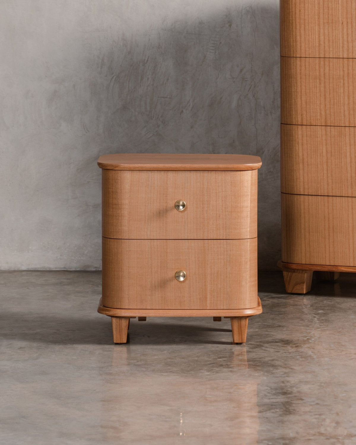 2 drawer, wooden bedside table mid-century