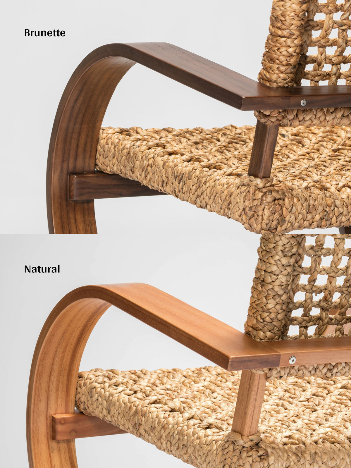 French Modernist Armchair - water hyacinth wooden armchairs - Larkwood Furniture