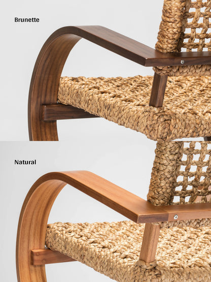 French Modernist Armchair - water hyacinth wooden armchairs - Larkwood Furniture