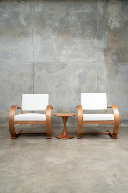 French Modernist Armchair - wooden armchair with cushion - Larkwood Furniture