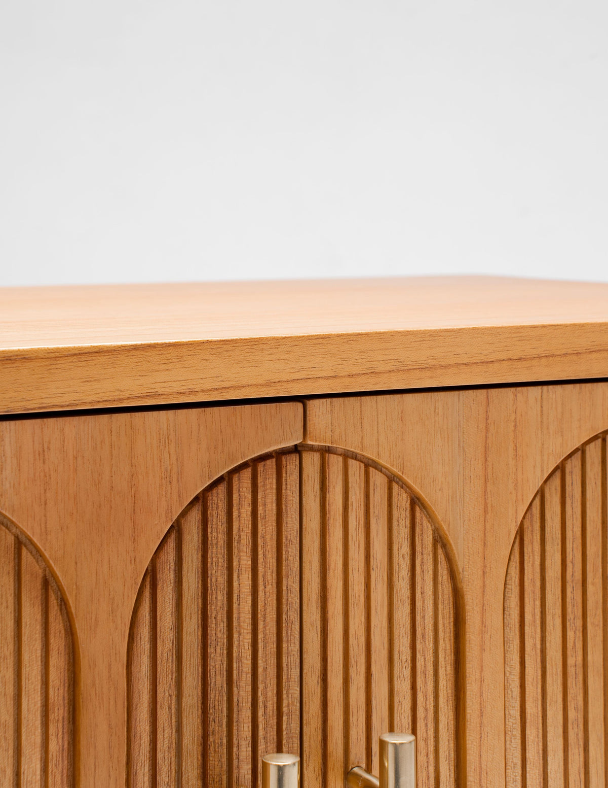 close up of timber bedside table