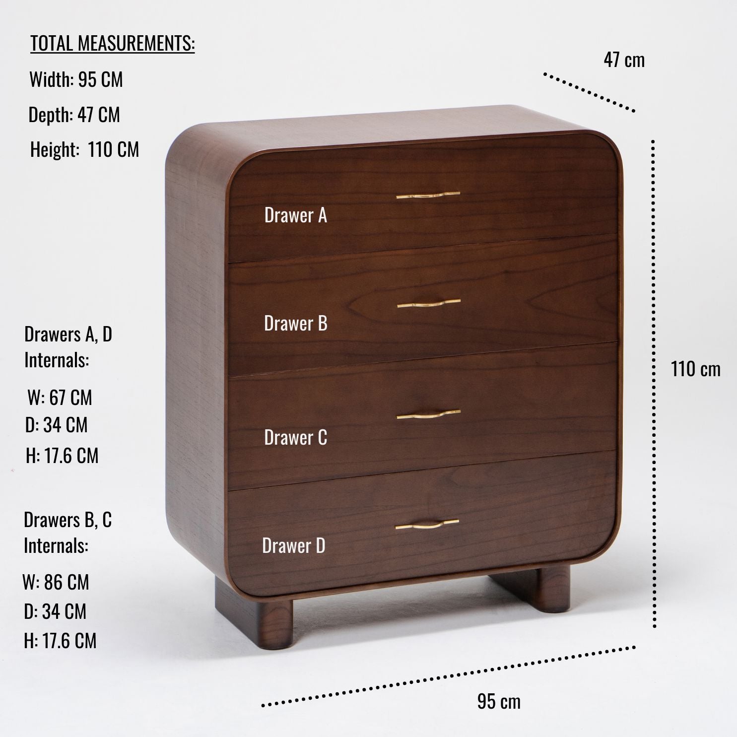 Marguerite Tall Chest of 4 Drawers