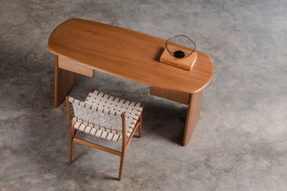 wide solid wooden desk, mindi wood