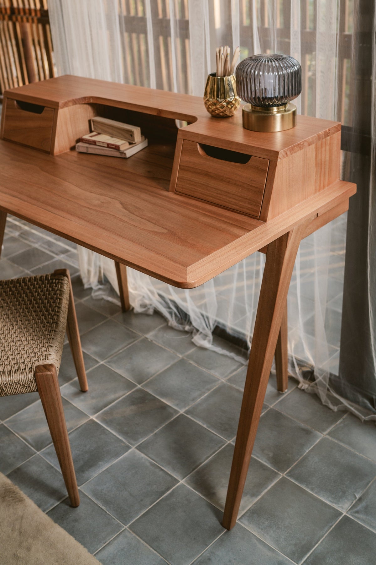 Royce Wooden Desk - wooden office desk with drawers - Larkwood Furniture