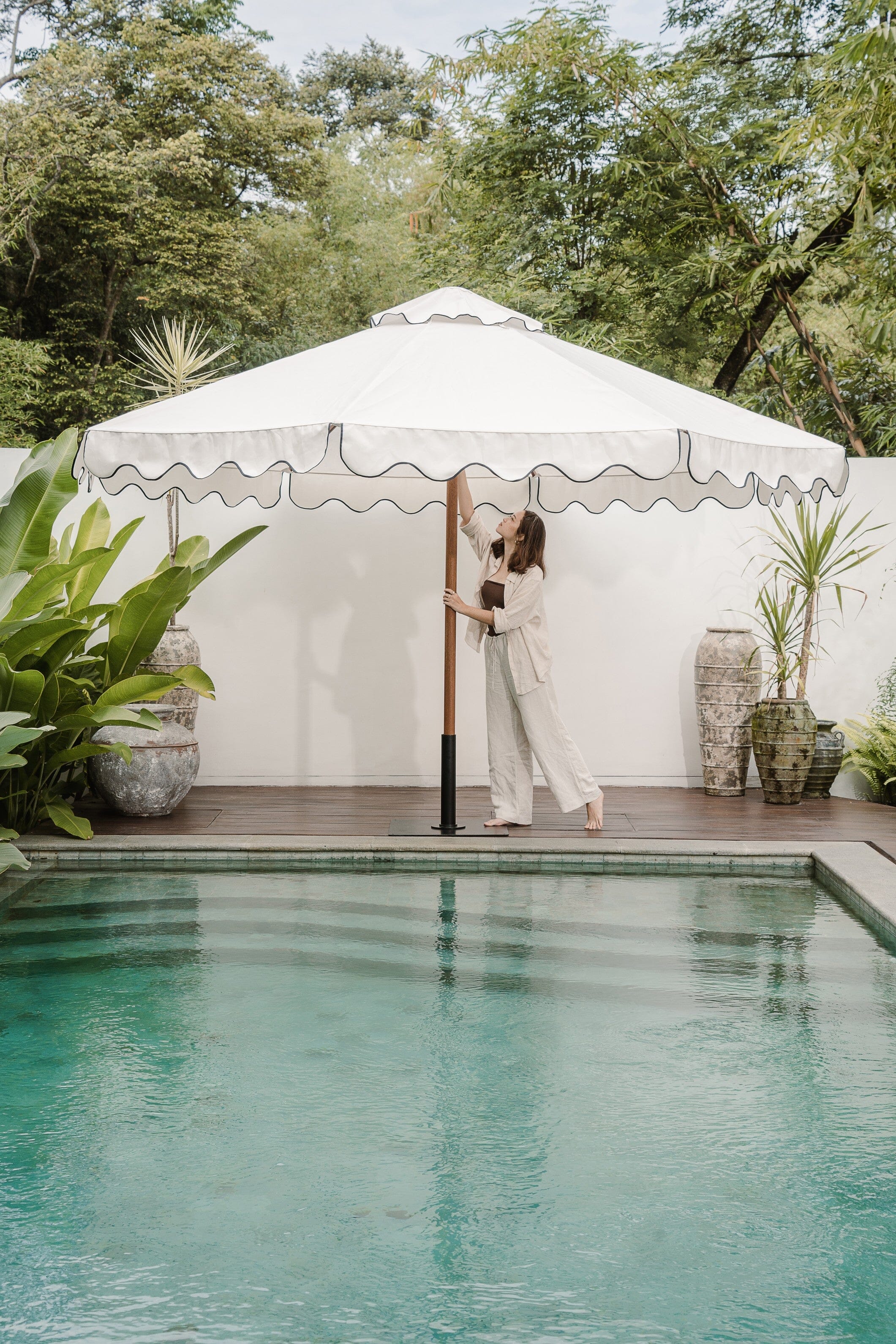 wooden outdoor umbrella - Larkwood Furniture