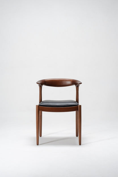 dining table chair, made out of wood with black seat