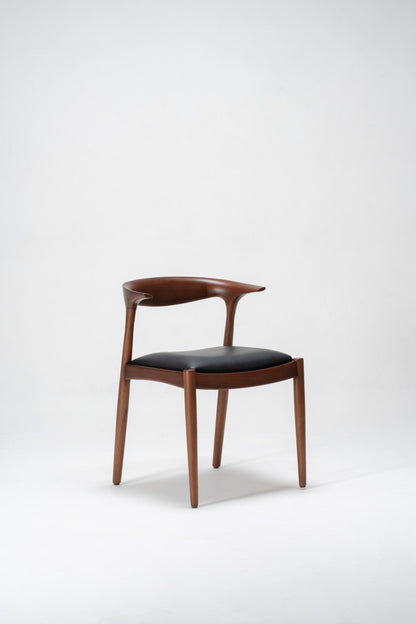 dining chair in wood with black seat