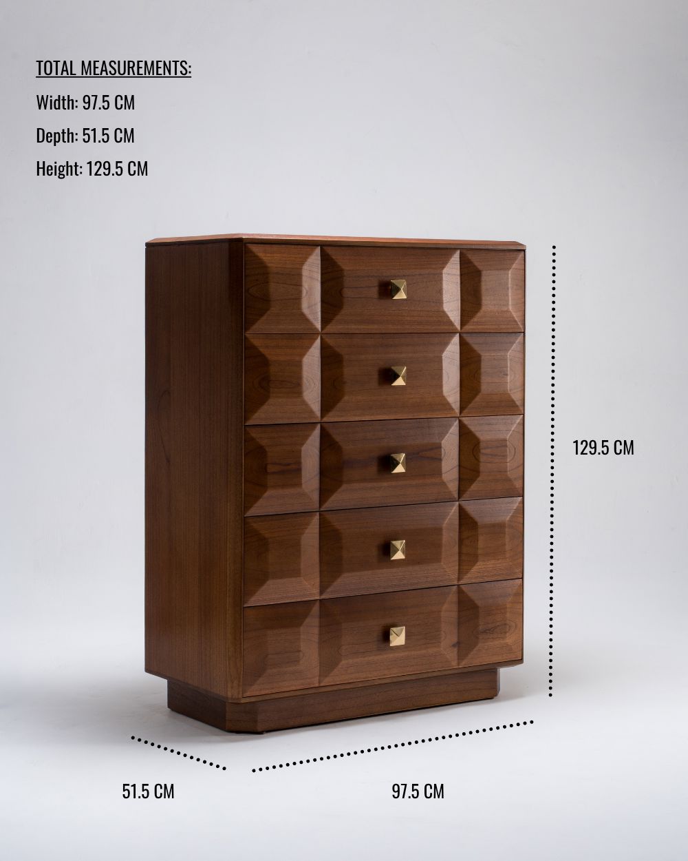 Verona Tall Chest of 5 Drawers