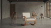 French Modernist Armchair - white linen chair with cushion seat - Larkwood Furniture